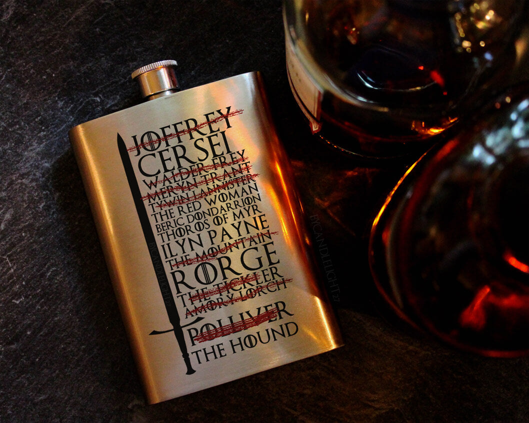 Arya's List Game Of Thrones Inspired 8oz Hip Flask, Drinking Flask - ByCandlelight27
