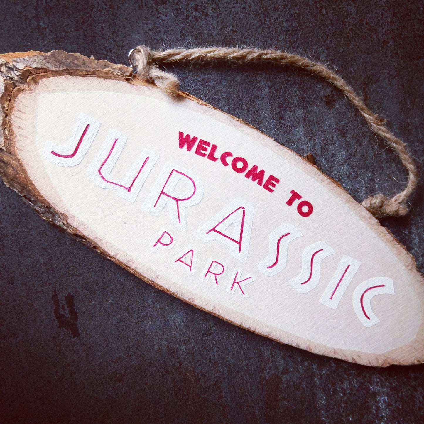 Welcome to Jurrasic Park Retro Wood Sign