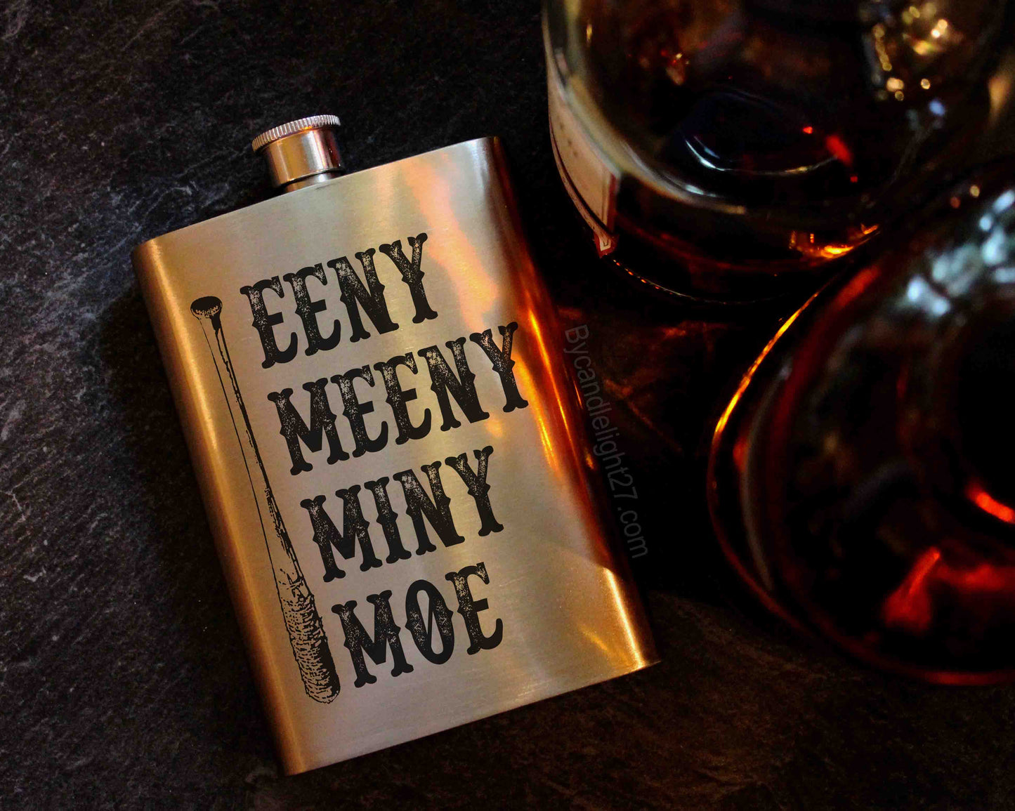 Eeny Meeny Miny Moe TWD - 8oz Hip Flask, Drinking Flask - ByCandlelight27