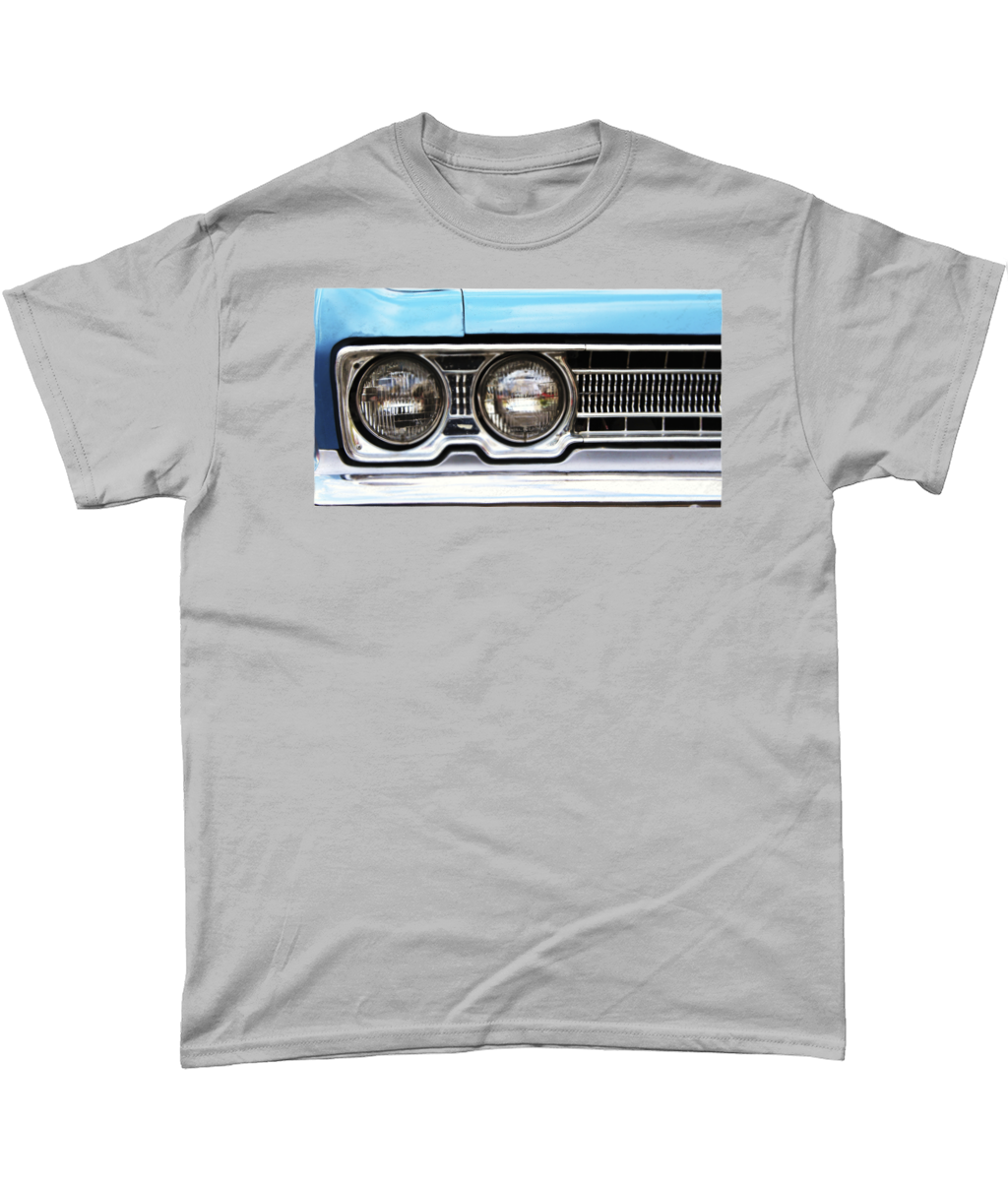 Blue Lights Vintage Car Heavy Cotton T-Shirt - ByCandlelight27