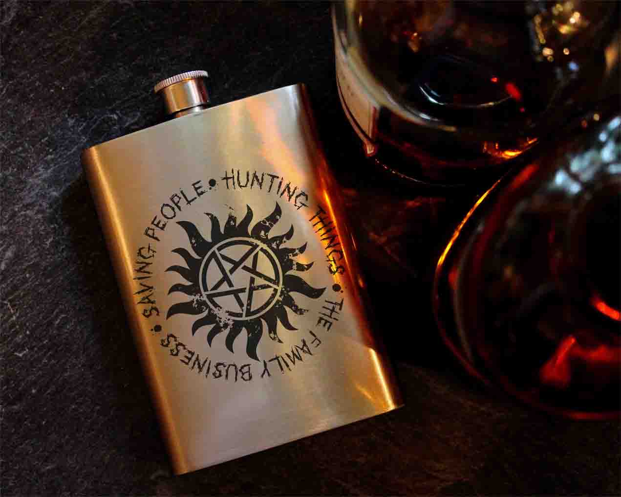 The Family Business - Supernatural 8oz Hip Flask, Drinking Flask