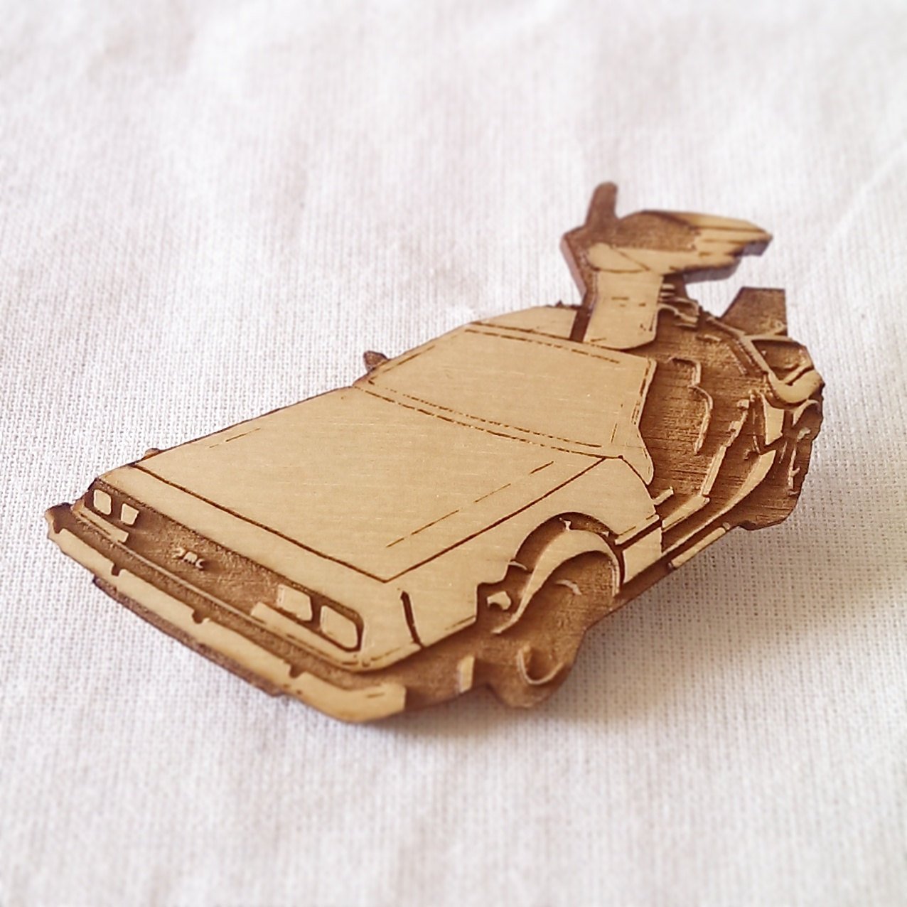 Limited Edition, DMC Delorian, Back To The Future Inspired, Time Travel, Time Machine, Classic Car, Lasercut Wood brooch - ByCandlelight27
