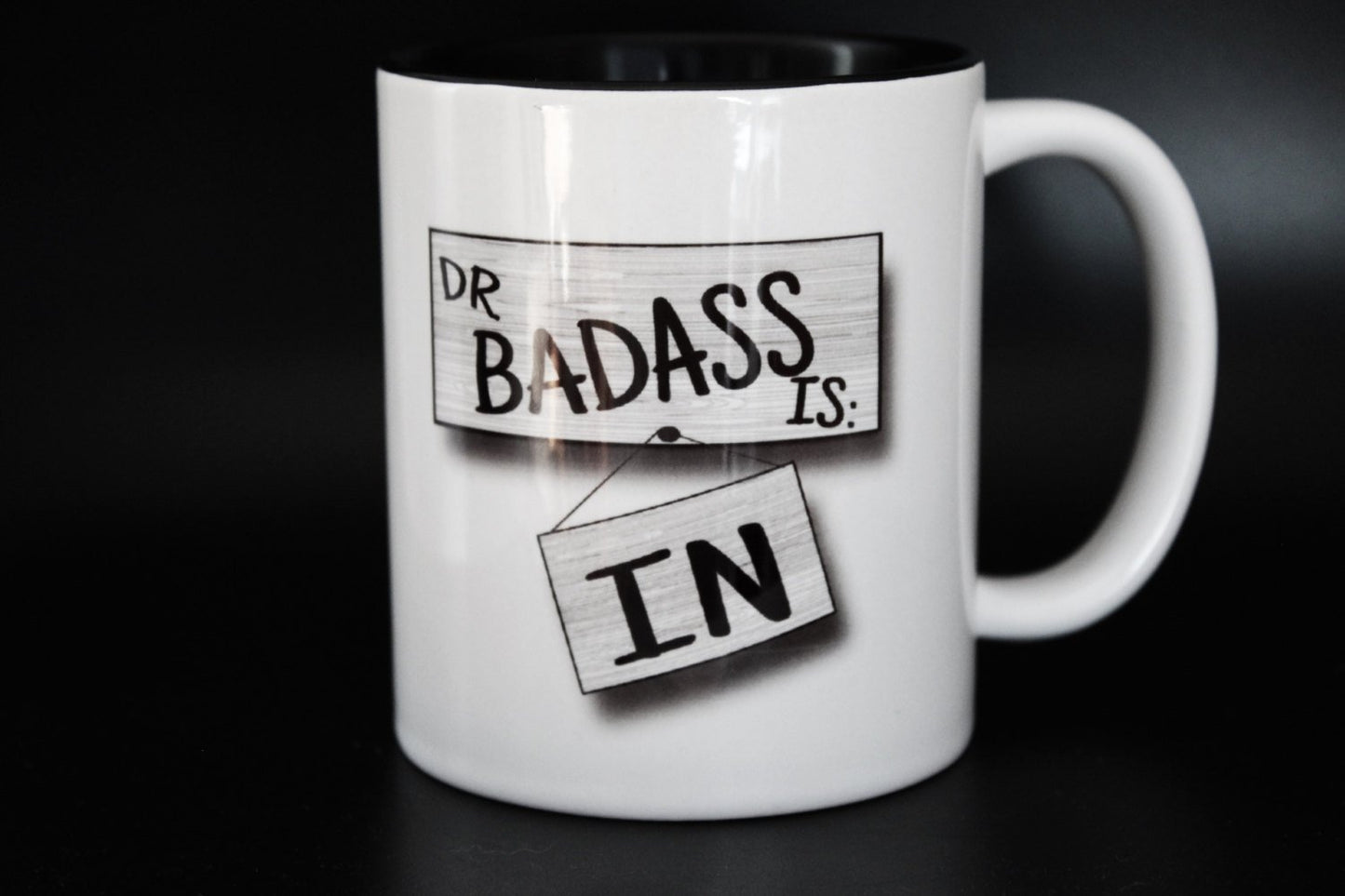 Harvelle's Roadhouse, Dr Badass Is In, Supernatural Inspired, spn, quote, Hand Printed Cup - ByCandlelight27
