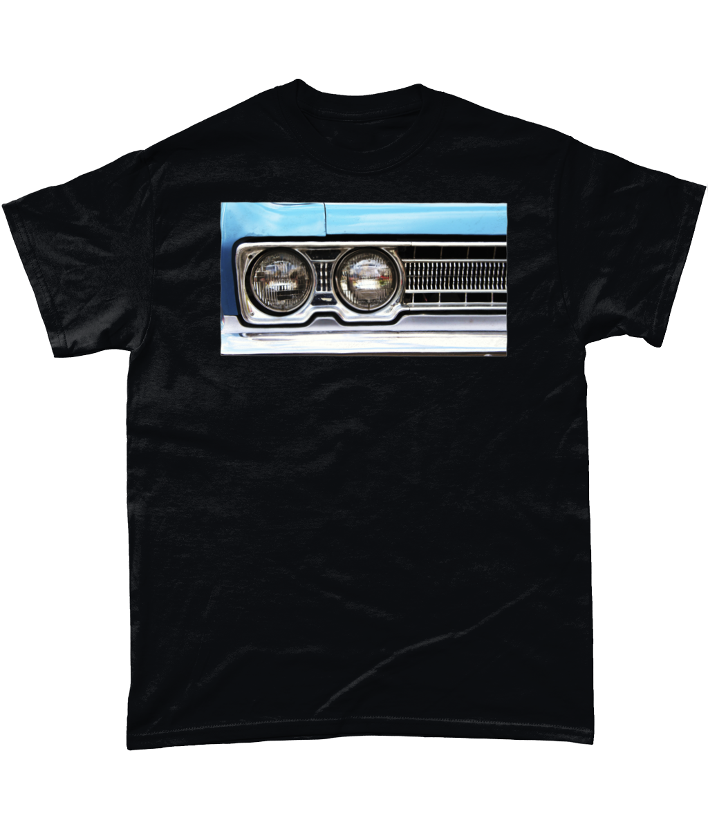 Blue Lights Vintage Car Heavy Cotton T-Shirt - ByCandlelight27