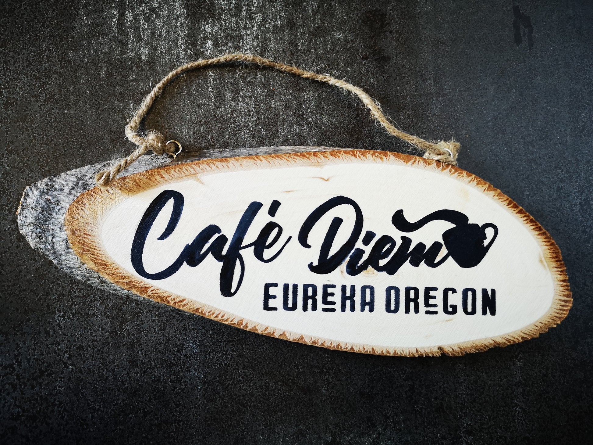 Café Diem Eureka Hand Painted Wood Sign - ByCandlelight27