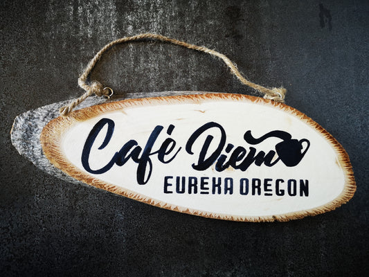 Café Diem Eureka Hand Painted Wood Sign - ByCandlelight27