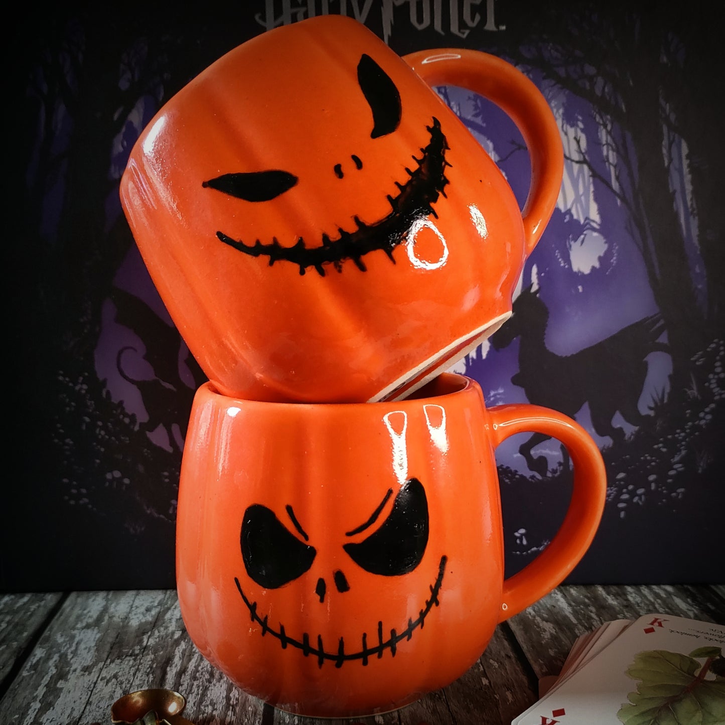 Hand painted Pumpkin Face Cup