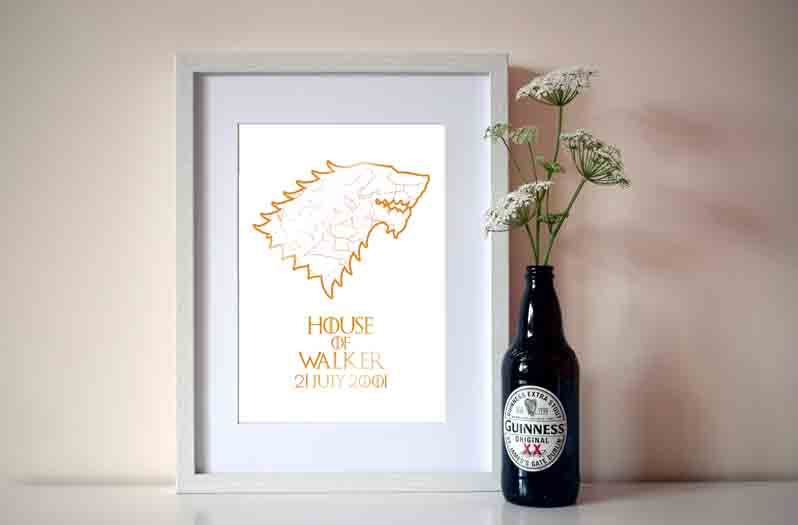 Personalised Ghost Wolf Star Map Print - ByCandlelight27