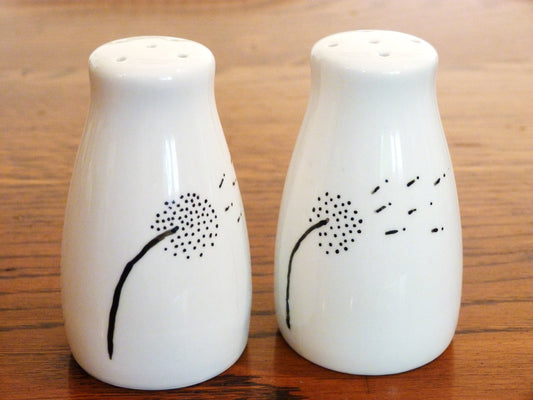 Hand Painted Dandelion Salt and Pepper shakers - ByCandlelight27