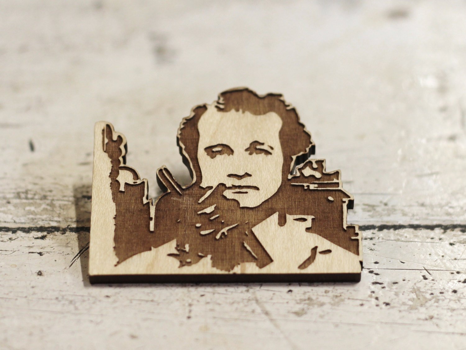 Limited Edition, Bill Murray, Peter Venkman, Ghostbusters, Laser Engraved, wood cut brooch - ByCandlelight27