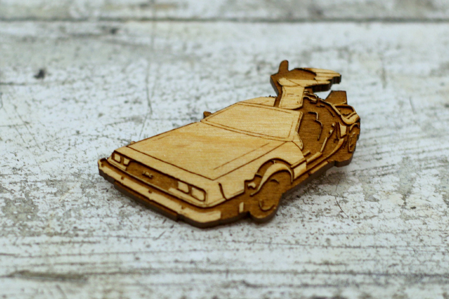 Limited Edition, DMC Delorian, Back To The Future Inspired, Time Travel, Time Machine, Classic Car, Lasercut Wood brooch - ByCandlelight27