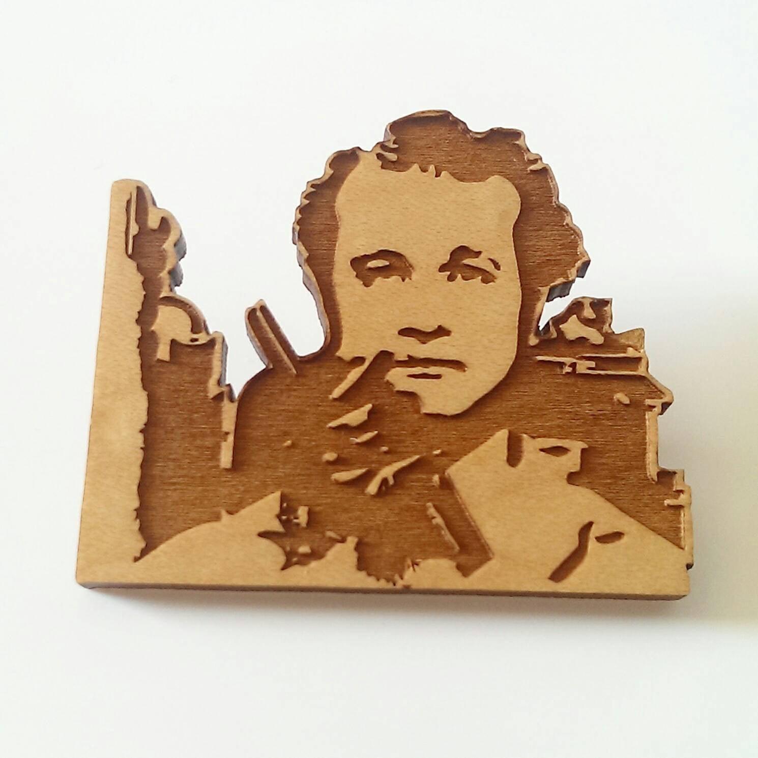 Limited Edition, Bill Murray, Peter Venkman, Ghostbusters, Laser Engraved, wood cut brooch - ByCandlelight27