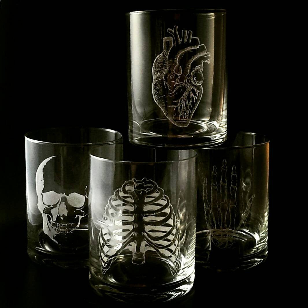 Bitch Jerk - Supernatural - Hand Drawn - Etched Glass set of 2 - Champagne Flutes - ByCandlelight27