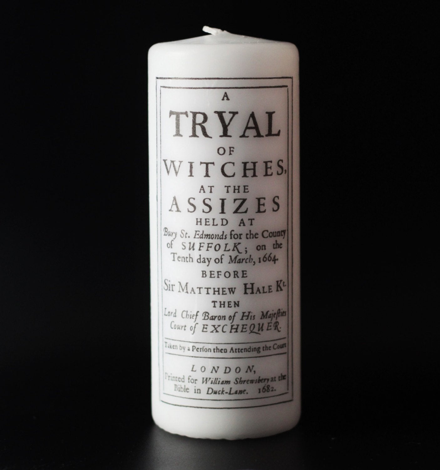 Witch Trials Suffolk Pillar Candle