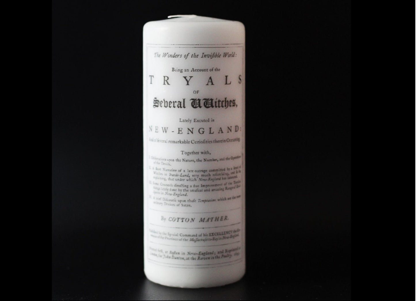 Witch Trials Suffolk Pillar Candle