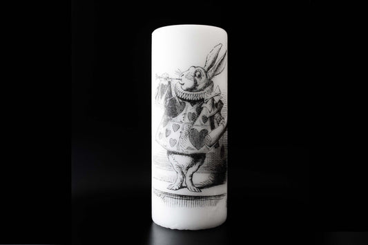 Alice In wonderland - The White Rabbit  - Pillar Candle - Whimsical Decor - ByCandlelight27