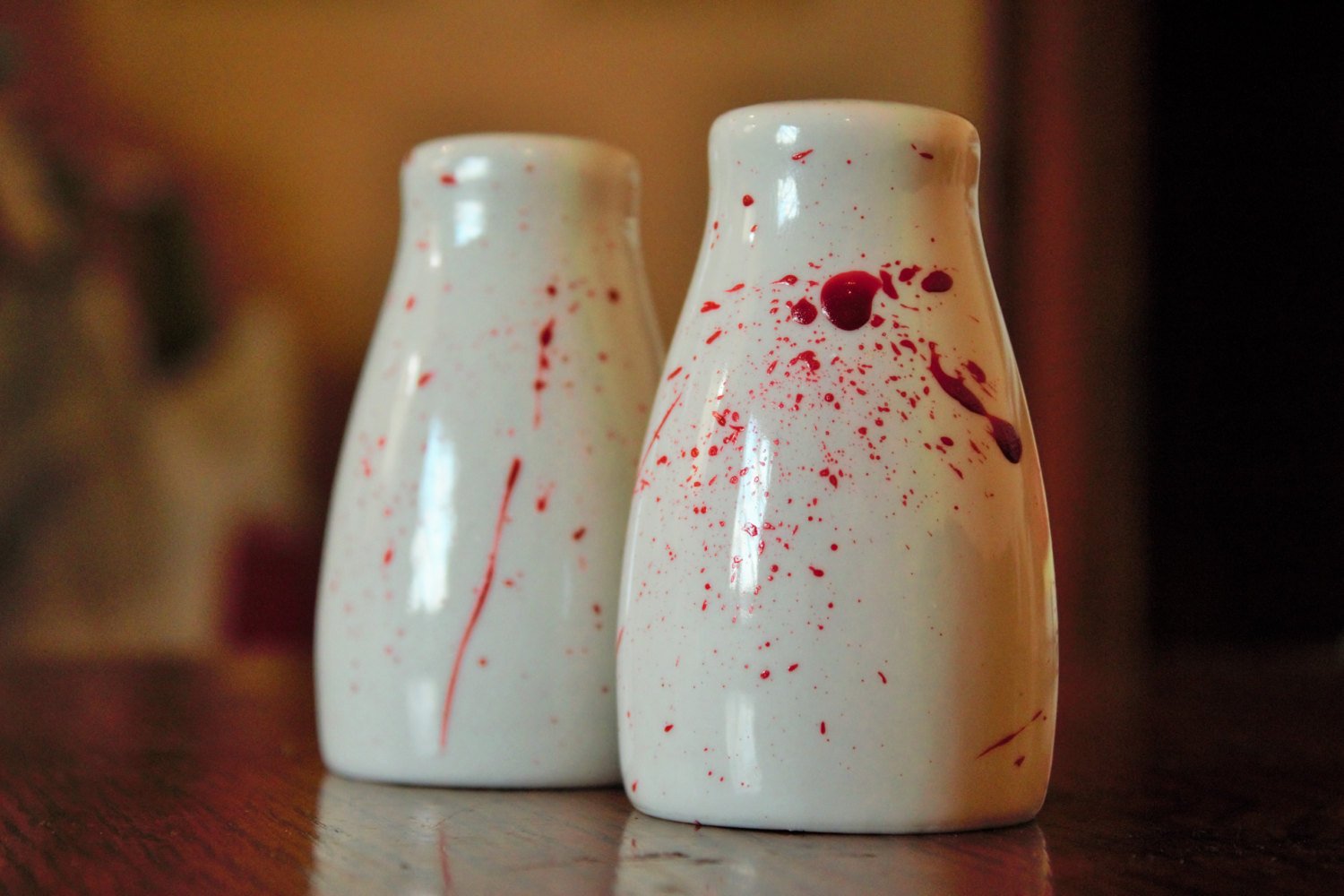 Blood Splatter Salt and Pepper Shaker Set - ByCandlelight27