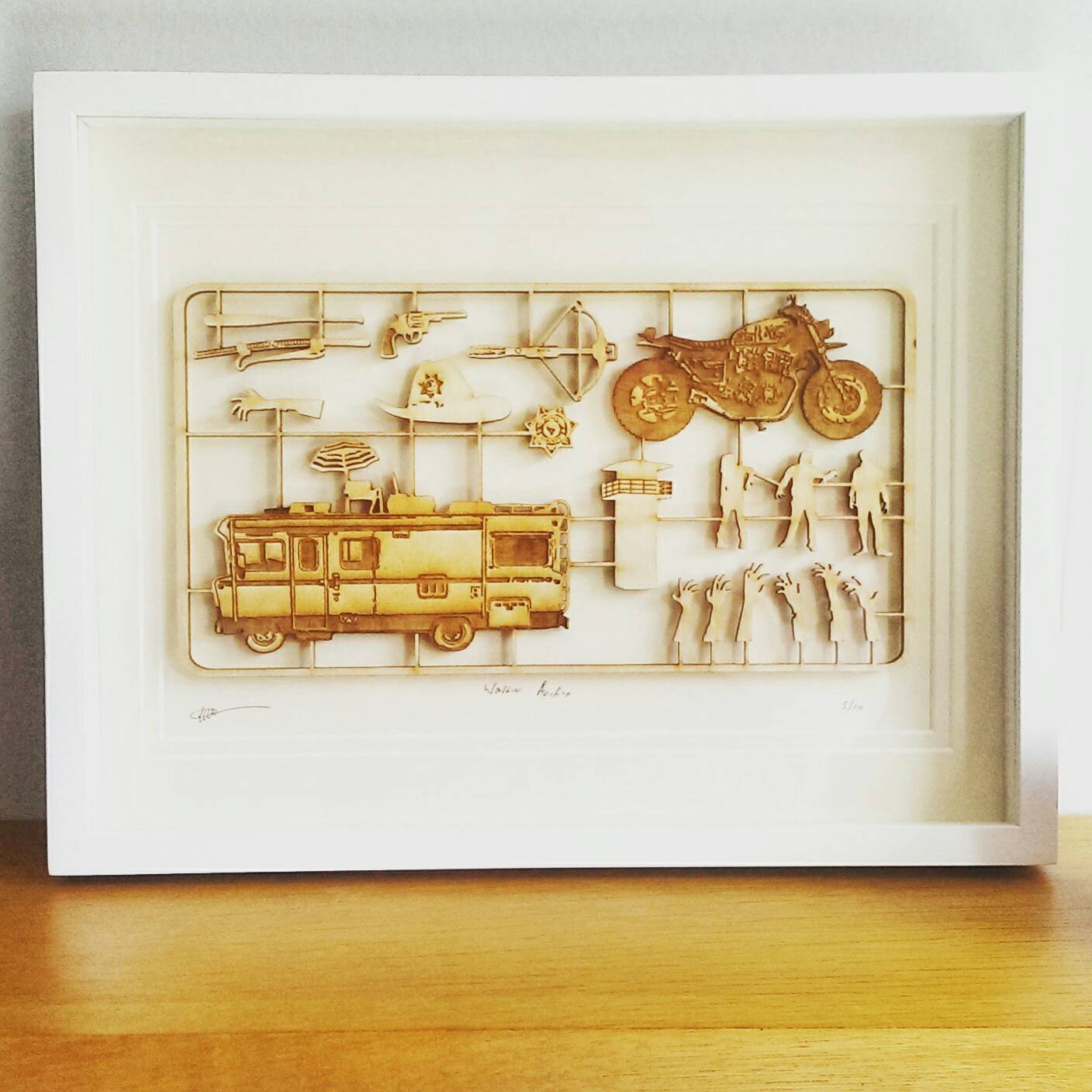 The Walking Dead - Woodcut - fix kit Design - Mounted Art