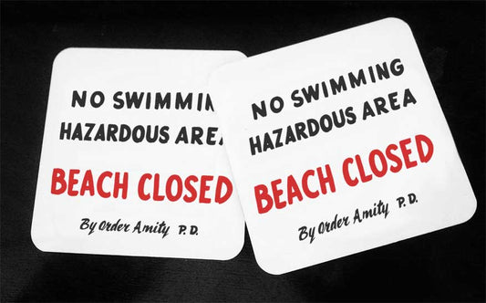 Amity Island No Swimming Sign - Hardwood Coasters - ByCandlelight27