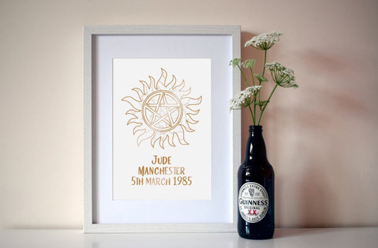 Personalised Supernatural Star Map Print - ByCandlelight27